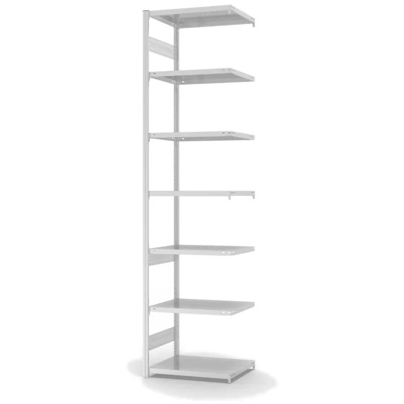 Online Kaufen hofe Anbau-Fachbodenregal für Beidseitige Nutzung - Stecksystem ORION PLUS - Fachlast 140 kg - H3000 B750 T500 mm - RAL7035 Lichtgrau