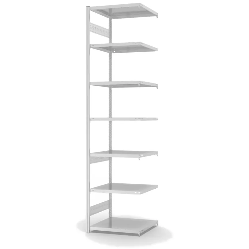hofe Anbau-Fachbodenregal für Beidseitige Nutzung - Stecksystem ORION PLUS - Fachlast 240 kg - H3000 B750 T600 mm - RAL7035 Lichtgrau Top-Preis