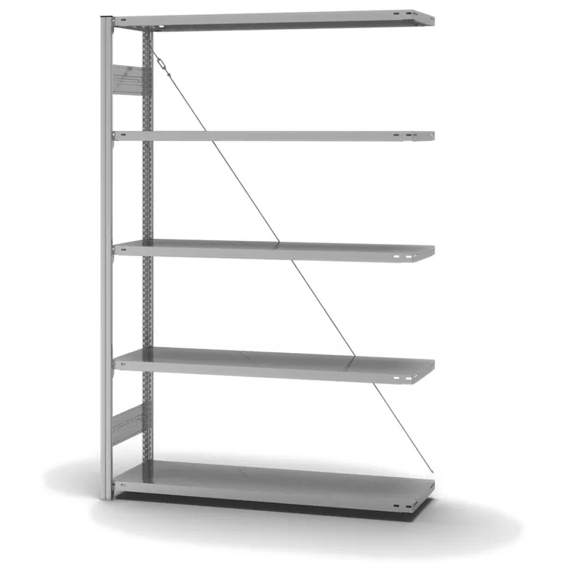 hofe Anbau-Fachbodenregal für Einseitige Nutzung - Stecksystem ORION PLUS - Fachlast 180 kg - H2000 B1300 T400 mm - Verzinkt Garantierte Lieferung