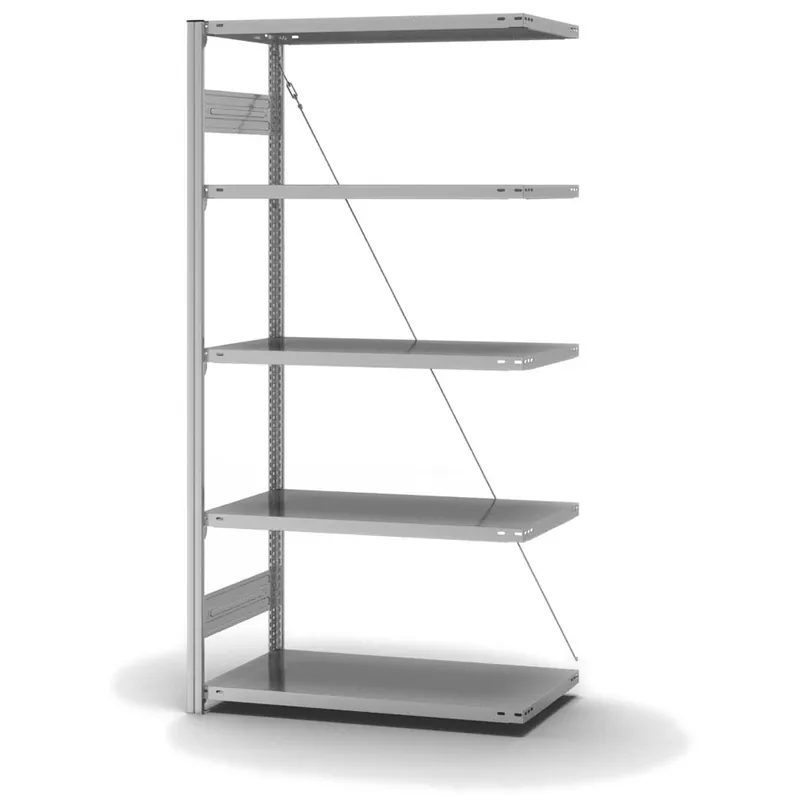 hofe Anbau-Fachbodenregal für Einseitige Nutzung - Stecksystem ORION PLUS - Fachlast 140 kg - H2000 B1000 T500 mm - Verzinkt Neue Kollektion