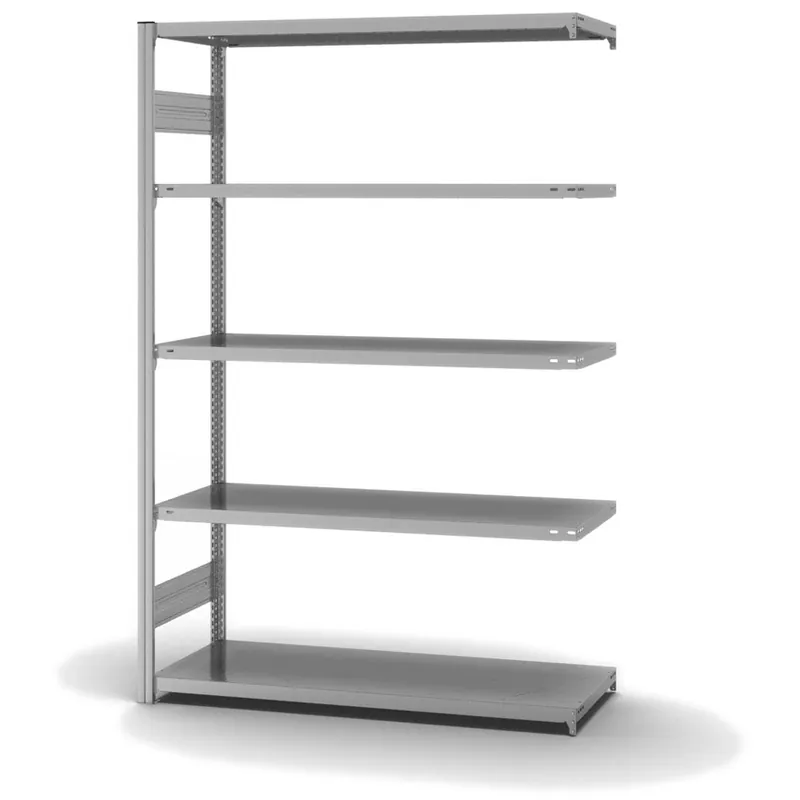 Schneller Versand hofe Anbau-Fachbodenregal für Beidseitige Nutzung - Stecksystem ORION PLUS - Fachlast 185 kg - H2000 B1300 T500 mm - Verzinkt