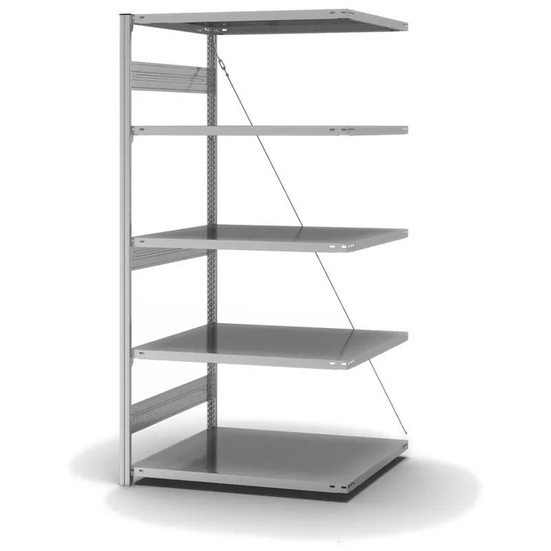 hofe Anbau-Fachbodenregal für Einseitige Nutzung - Stecksystem ORION PLUS - Fachlast 330 kg - H2000 B1000 T800 mm - Verzinkt Letzte Chance