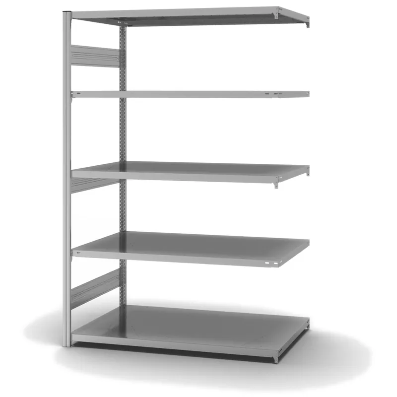 Online Kaufen hofe Anbau-Fachbodenregal für Beidseitige Nutzung - Stecksystem ORION PLUS - Fachlast 330 kg - H2000 B1300 T800 mm - Verzinkt