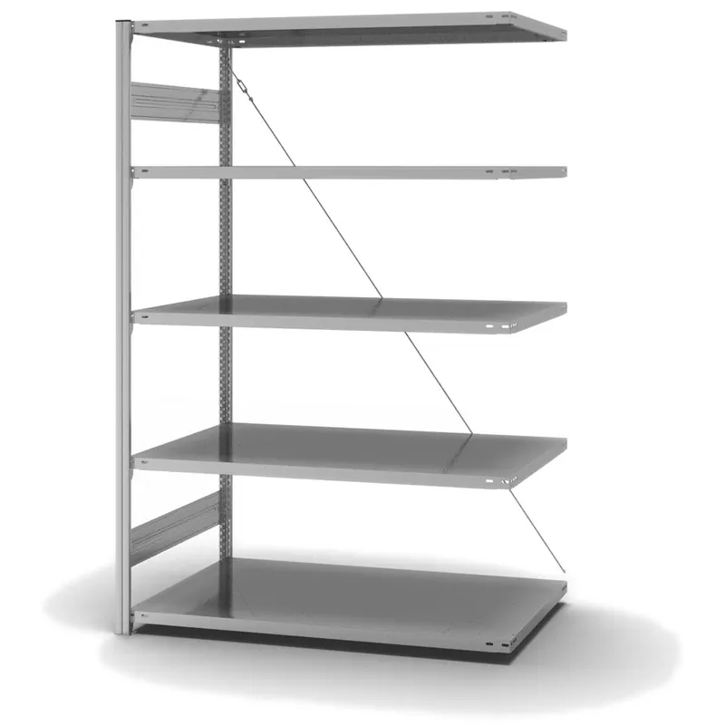 Ausverkauf hofe Anbau-Fachbodenregal für Einseitige Nutzung - Stecksystem ORION PLUS - Fachlast 190 kg - H2000 B1300 T800 mm - Verzinkt