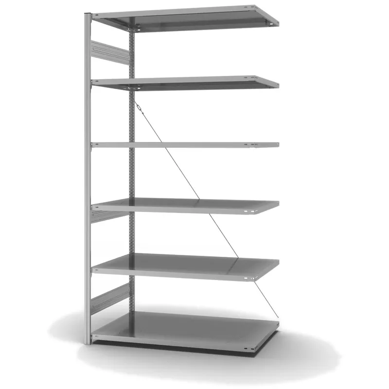 hofe Anbau-Fachbodenregal für Einseitige Nutzung - Stecksystem ORION PLUS - Fachlast 240 kg - H2500 B1300 T800 mm - Verzinkt Zertifiziert