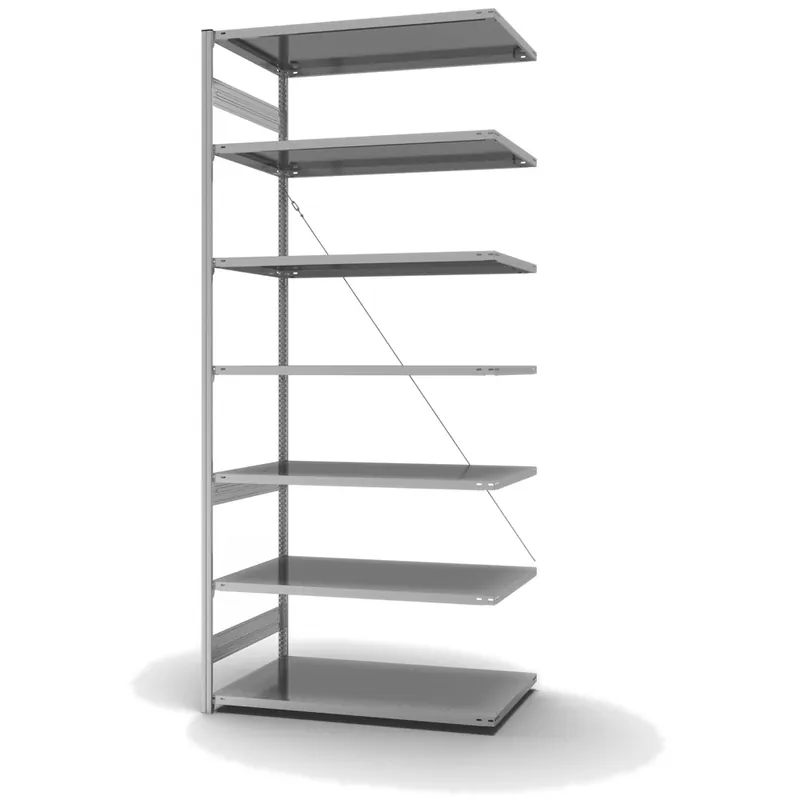 Wochenendangebot hofe Anbau-Fachbodenregal für Einseitige Nutzung - Stecksystem ORION PLUS - Fachlast 190 kg - H3000 B1300 T800 mm - Verzinkt