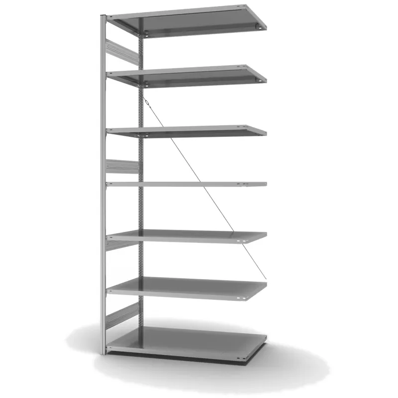 hofe Anbau-Fachbodenregal für Einseitige Nutzung - Stecksystem ORION PLUS - Fachlast 330 kg - H3000 B1300 T800 mm - Verzinkt Schneller Versand