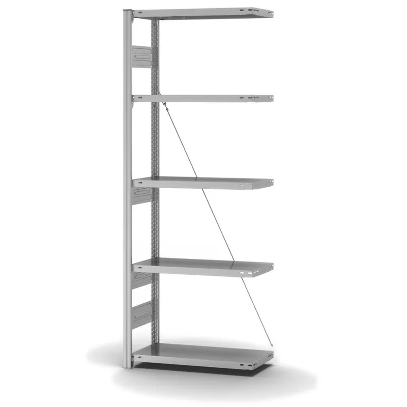 Letzte Chance hofe Anbau-Fachbodenregal für Einseitige Nutzung - Stecksystem ORION PLUS - Fachlast 300 kg - H2000 B750 T300 mm - Verzinkt