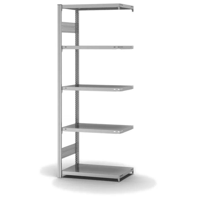 Sofort Bestellen hofe Anbau-Fachbodenregal für Beidseitige Nutzung - Stecksystem ORION PLUS - Fachlast 145 kg - H2000 B750 T400 mm - Verzinkt