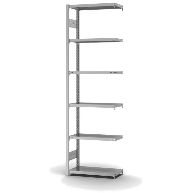 hofe Anbau-Fachbodenregal für Beidseitige Nutzung - Stecksystem ORION PLUS - Fachlast 150 kg - H2500 B750 T300 mm - Verzinkt Sichere Zahlung
