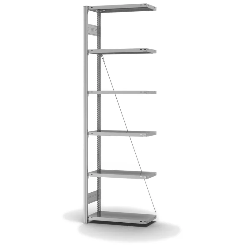 hofe Anbau-Fachbodenregal für Einseitige Nutzung - Stecksystem ORION PLUS - Fachlast 150 kg - H2500 B750 T300 mm - Verzinkt Markenware