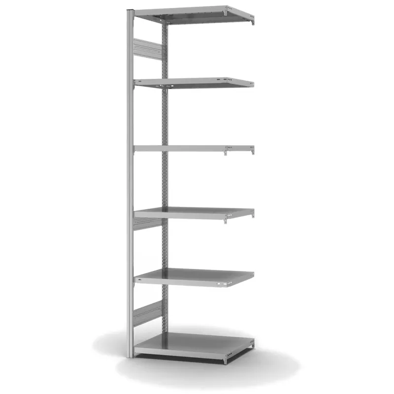 Preisreduziert hofe Anbau-Fachbodenregal für Beidseitige Nutzung - Stecksystem ORION PLUS - Fachlast 300 kg - H2500 B750 T500 mm - Verzinkt