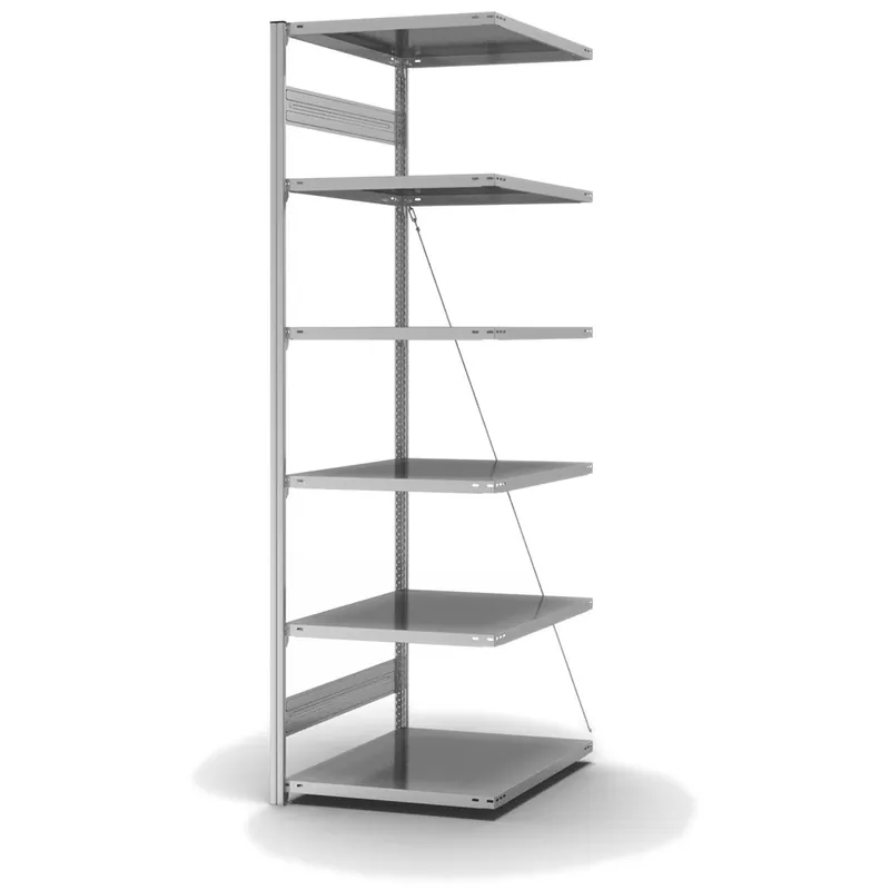 hofe Anbau-Fachbodenregal für Einseitige Nutzung - Stecksystem ORION PLUS - Fachlast 130 kg - H2500 B750 T800 mm - Verzinkt Sonderangebot
