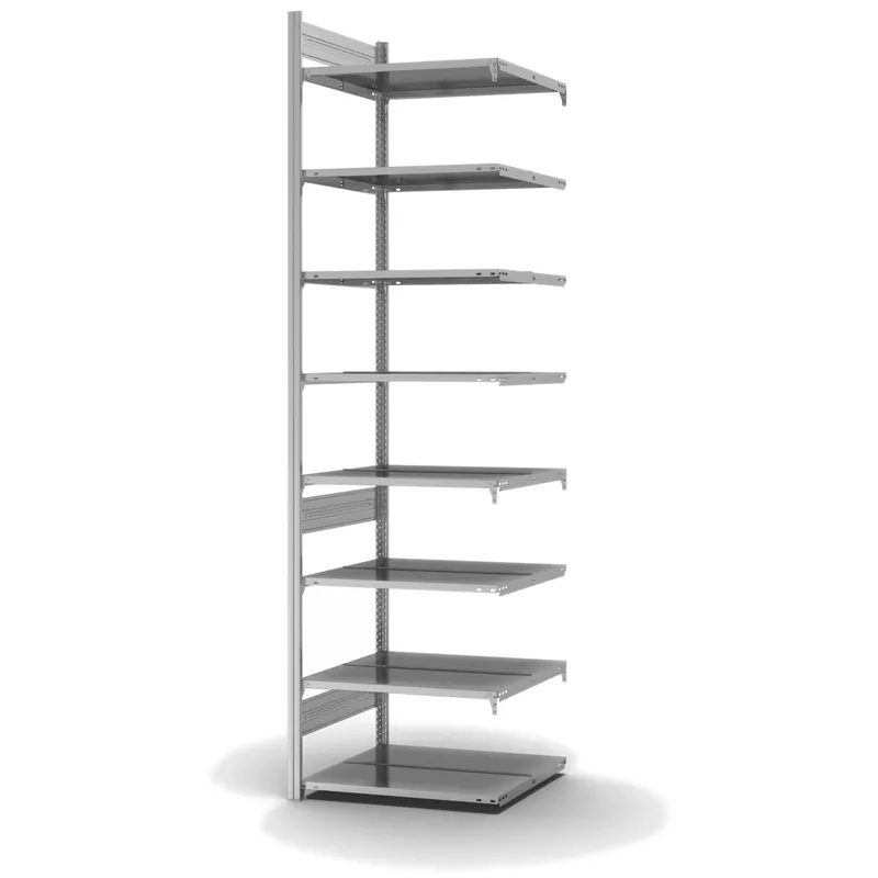 hofe Akten-Anbauregal für Zweiseitige Nutzung - Stecksystem ORION PLUS - 750x600mm 2700mm Profil+Boden verzinkt Markenware