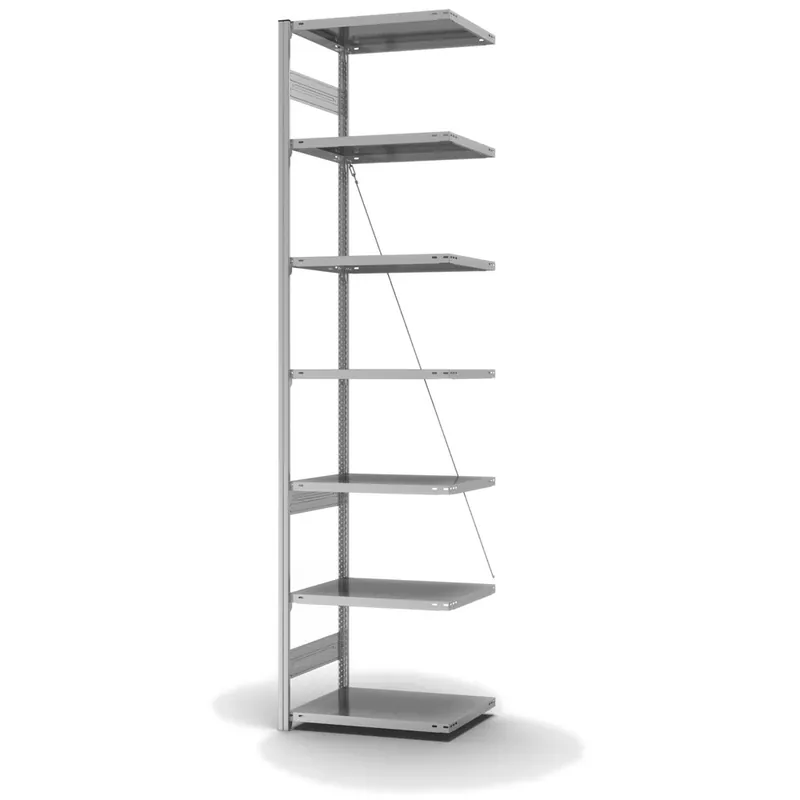 Super-Preis hofe Anbau-Fachbodenregal für Einseitige Nutzung - Stecksystem ORION PLUS - Fachlast 140 kg - H3000 B750 T500 mm - Verzinkt