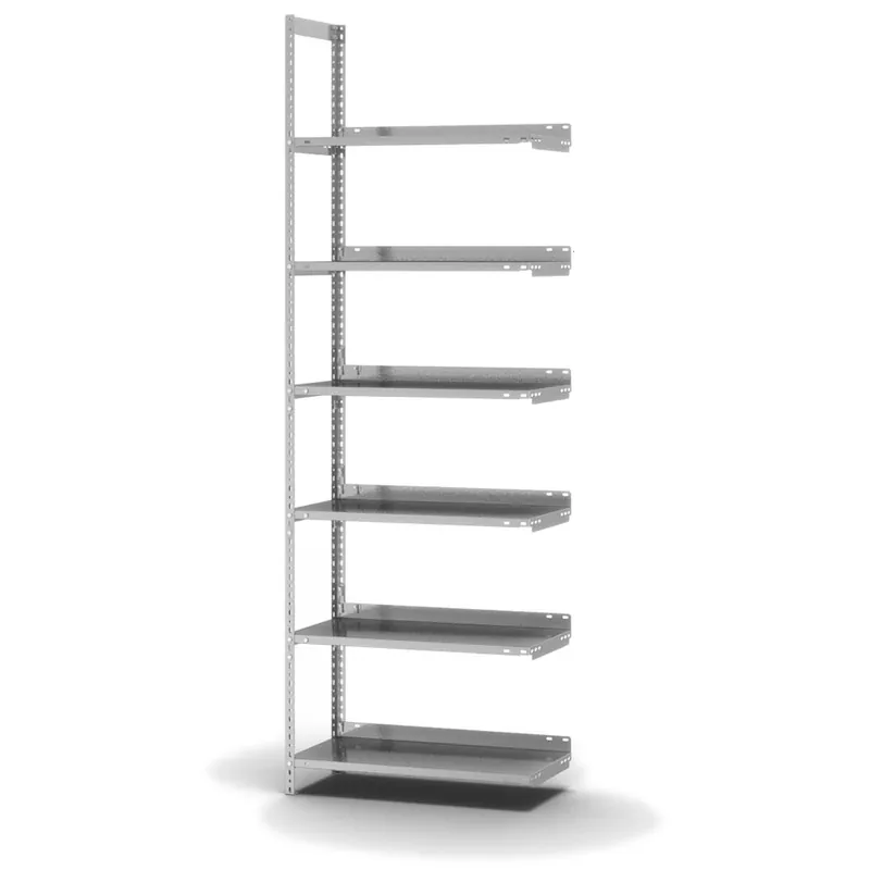hofe Akten-Anbauregal für Einseitige Nutzung - Schraubsystem WR - 750 x 300 mm2200 mm Winkelpfosten und Böden verzinkt Highlight