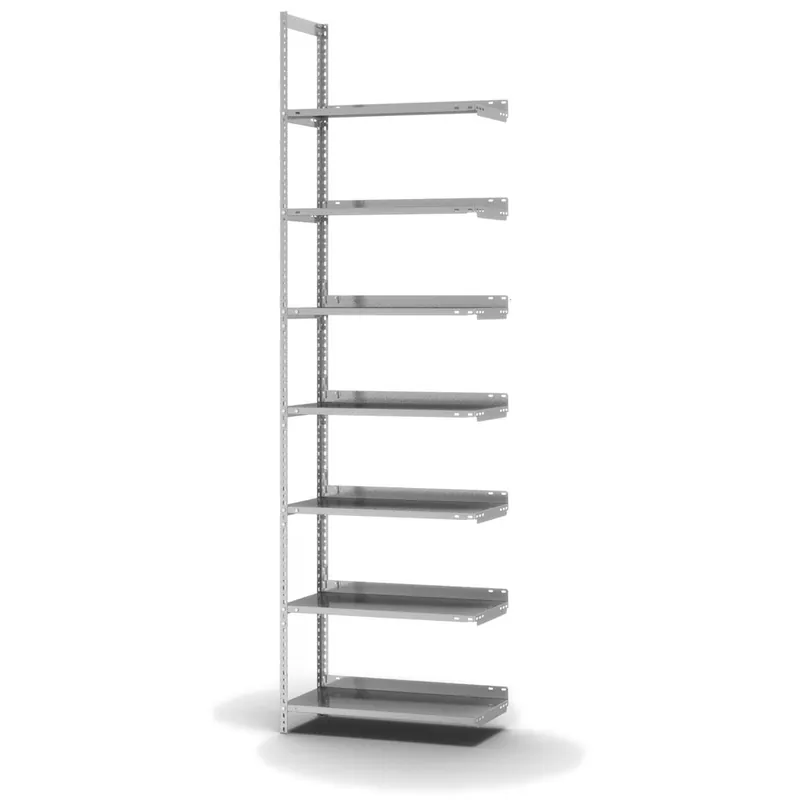 hofe Akten-Anbauregal für Einseitige Nutzung - Schraubsystem WR - 750 x 300 mm2550 mm Winkelpfosten und Böden verzinkt Preiswert
