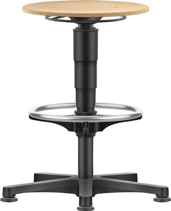 Drehhocker Bodengleiter u.Fußring Buche natur Sitz-H.560-830mm HO BIMOS Super-Preis