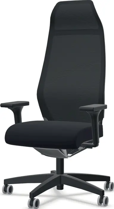 Echt Bürodrehstuhl m.Synchr.-Techn.schwarz tonal 400-520mm m.Lehnen u.Nackenst.ZÜCO