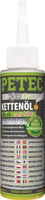 Versand Am Gleichen Tag Kettenöl Wet Lube 100ml transp.Tropfflasche PETEC VE: 12 Stück