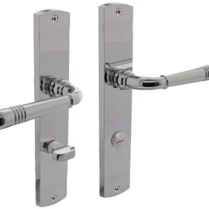 Abverkauf Langschildschildgarnitur Helena Zamak Verchromt WC 72mm DIN L/R INTERSTEEL