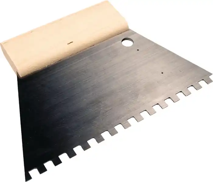 Ausverkauf Kleberspachtel L.128mm B.180mm Zahn 6x6mm rostfr.VA C2 Buchenholzgriff HAROMAC