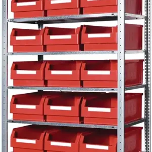 Top-Seller Steckregal H2000xB1000xT500mm Grundregal 8 Stahl-Bd.21xGr.2 rot KAPPES