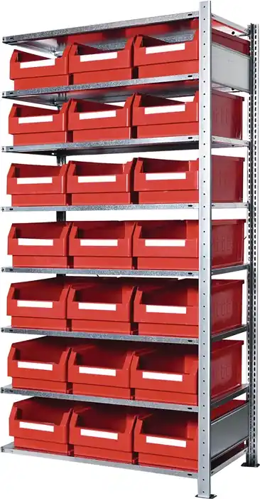 Abverkauf Steckregal H2000xB1000xT500mm Anbauregal 8 Stahl-Bd.21xGr.2 rot KAPPES