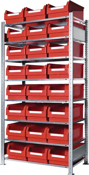 Aktuell Steckregal H2000xB1000xT500mm Grundregal 8 Stahl-Bd.24xGr.2 rot KAPPES