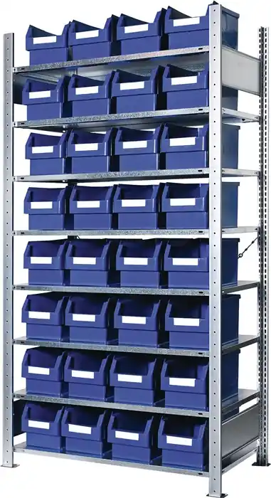 Steckregal H2000xB1000xT400mm Grundregal 8 Stahl-Bd.32xGr.3 blau KAPPES Preis Gesenkt
