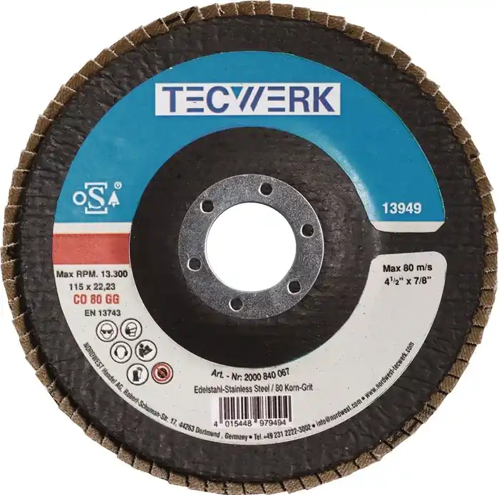 Fächerscheibe D.125mm K.120 kon.INOX CO TECWERK VE: 10 Stück Sale