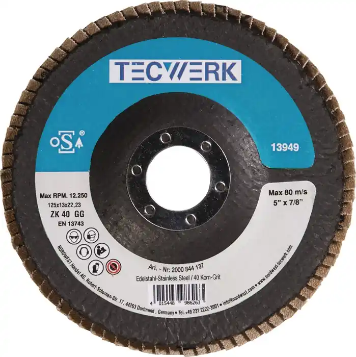 Ausverkauf Fächerscheibe Action D.125mm K.60 kon.INOX ZK TECWERK VE: 10 Stück