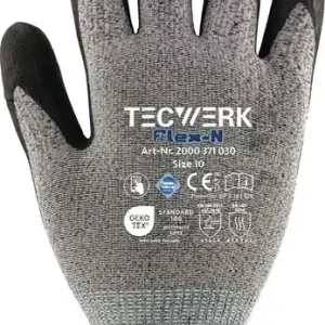 Abverkauf Handschuhe FlexN Gr.10 grau/schwarz EN 388 PSA II TECWERK VE: 12 Paare