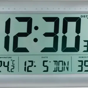 Neu Funk-Digitaluhr Funkuhr Ku.mattsilber 1,5V Zahlen