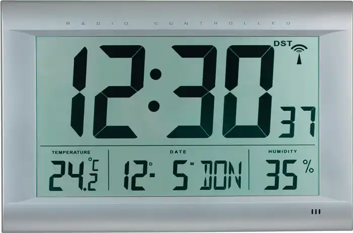 Neu Funk-Digitaluhr Funkuhr Ku.mattsilber 1,5V Zahlen