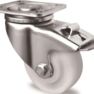 Zertifiziert Schwerlast-Lenkrolle D.100mm Trgf.500kg m.Festst.PA 100x85mm weiß TECWERK