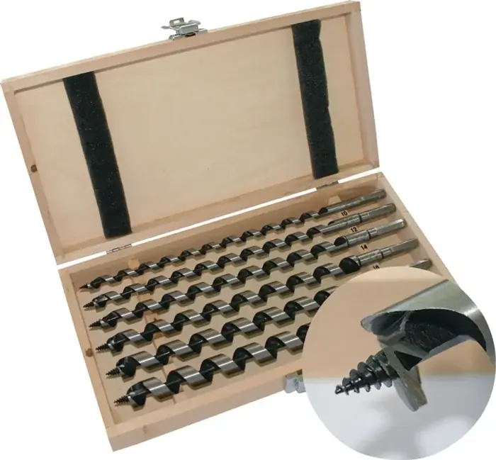 Schlangenbohrersatz 8-tlg.L.320mm 6-20mm in Holzkassette TECWERK Geprüft