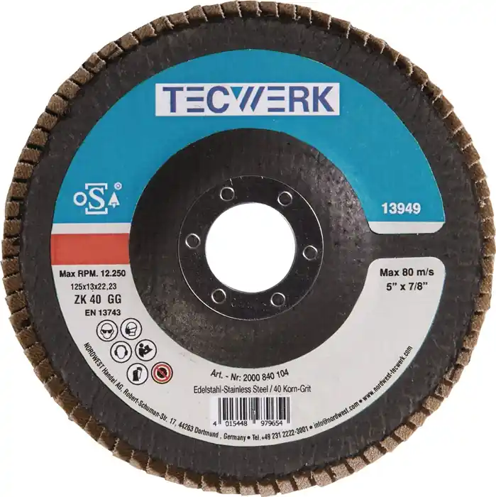 Expressversand Fächerscheibe Kehlnaht D.125mm K.60 kon.INOX ZK TECWERK VE: 10 Stück