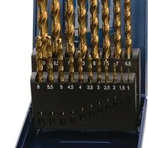 Spiralbohrersatz DIN 338 TypN D.1-5,9x0,1mm HSS TiN 50tlg.Ku.-Kass.TECWERK Geprüft