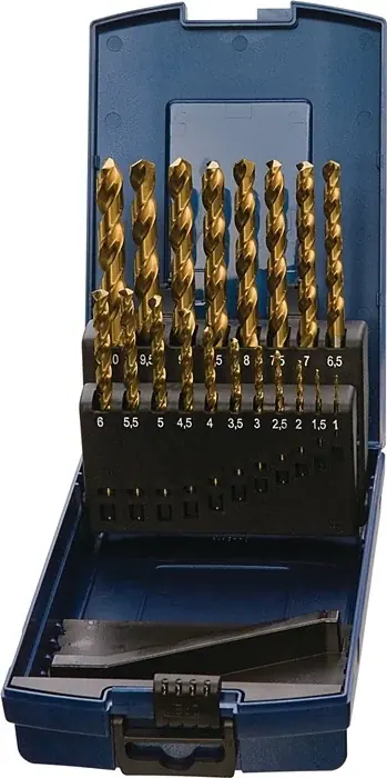 Spiralbohrersatz DIN 338 TypN D.1-5,9x0,1mm HSS TiN 50tlg.Ku.-Kass.TECWERK Geprüft