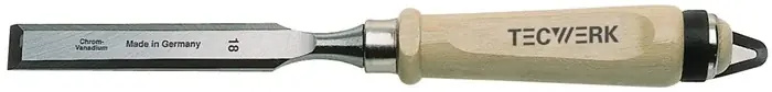 Top-Seller Stechbeitel Schneiden-B.50mm m.Zwinge Weißbuchenh.Ulmer Form CV-Stahl TECWERK