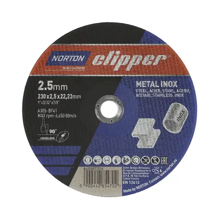 Trennscheibe D230x2,5mm Typ 41 Metall-Inox Bohr.22,23mm NORTON CLIPPER Rabatt