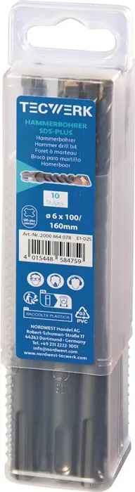 Sale Hammerbohrer Großpackung D.10,0mm Arbeits-L.150mm L.210mm SDS-plus 10 St.TECWERK