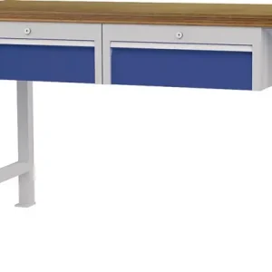 Werkbank B1500xT750xH790-1140mm Buche-Multiplex lichtgrau/signalblau 2Schubl. Direktkauf