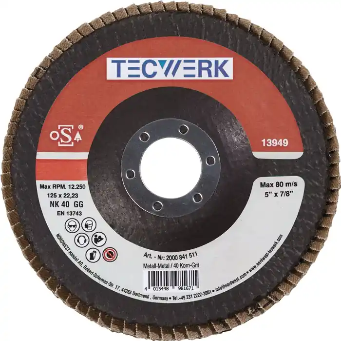 Fächerscheibe D.125mm K.60 kon.Stahl/Holz NK TECWERK VE: 10 Stück Bestseller