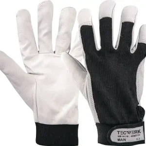 Abverkauf Handschuhe Main Gr.9 schwarz/naturfarben EN 388 PSA II TECWERK VE: 10 Paare