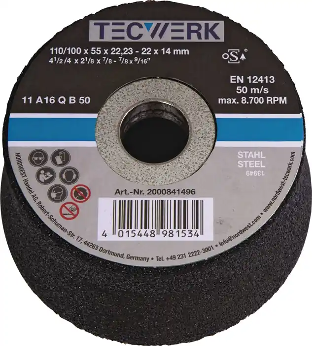 Schleiftopf A24Q 110/100mm STA u.Stahlguss 24 Bohr.22,23mm TECWERK Begrenztes Angebot