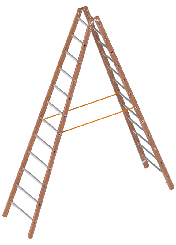 Abverkauf Layher Verbundstehleiter 1028 Holz-Aluminium-Stehleiter beidseitig begehbar