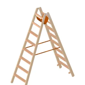 Geprüft Layher Holzstehleiter 1020 mit 80 mm Stufen beidseitig begehbar