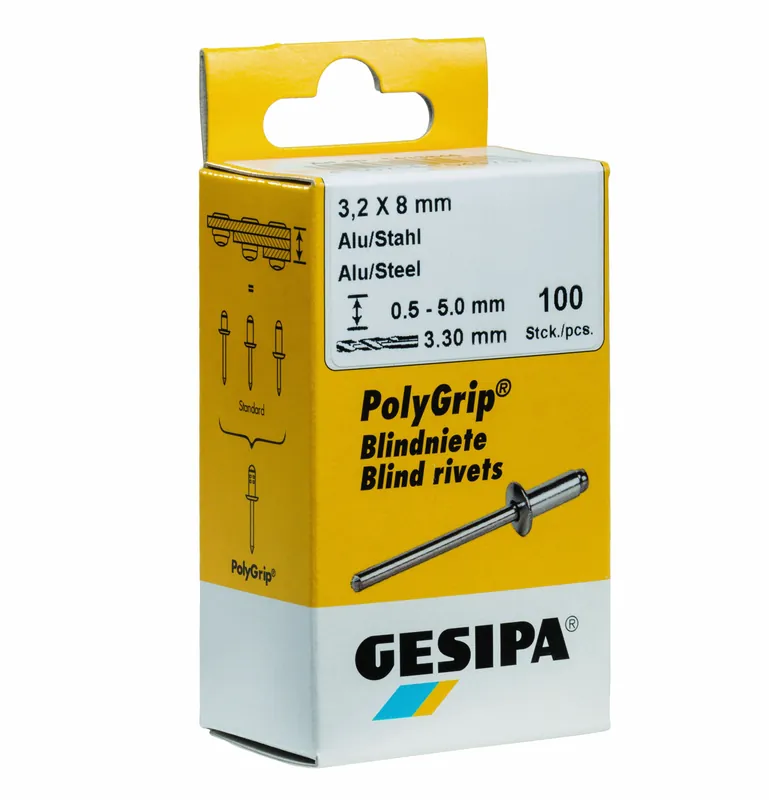 GESIPA Blindniete Mini-Pack PolyGrip Alu/Stahl Großkopf K16 Super-Preis